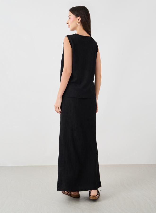 Take Two Take Two Solid Sleeveless Top and Maxi Skirts Co-Ords  - Image 5