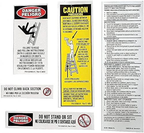 Werner (10 Pack) Werner 300 LB Fiberglass Step Ladder Replacement Label Kit - Image 5
