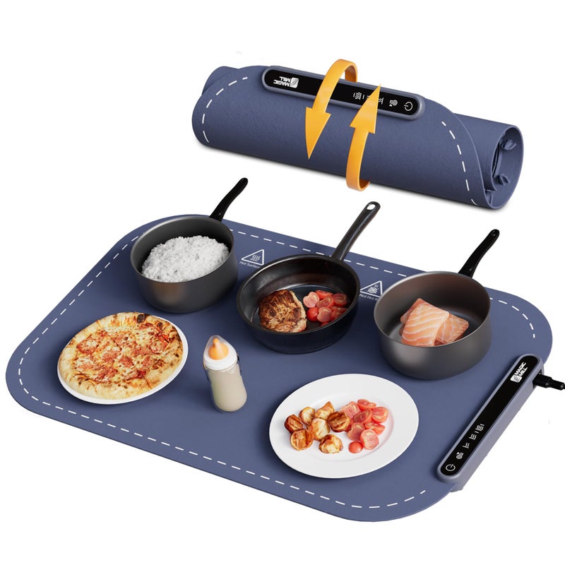 Magic Mill Warming Mat for Food Premium XL Electric Warming Tray 3 Temperature Levels 10s Fast Heating Silicone Surface Rollup Buffet Heat Pad NonSlip Feet Ideal for Parties Home Travel