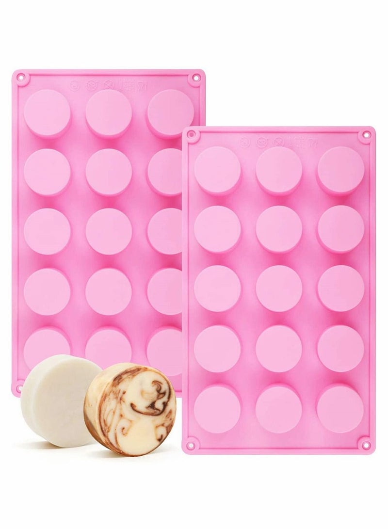 Y&D Cylinder Silicone Soap Mold, 2 Pack 15 Cavity Round Molds for Handmade Resin Mini Soap, Chocolate, Cake, Candy, Chocolate Covered Sandwich Cookies - Image 1
