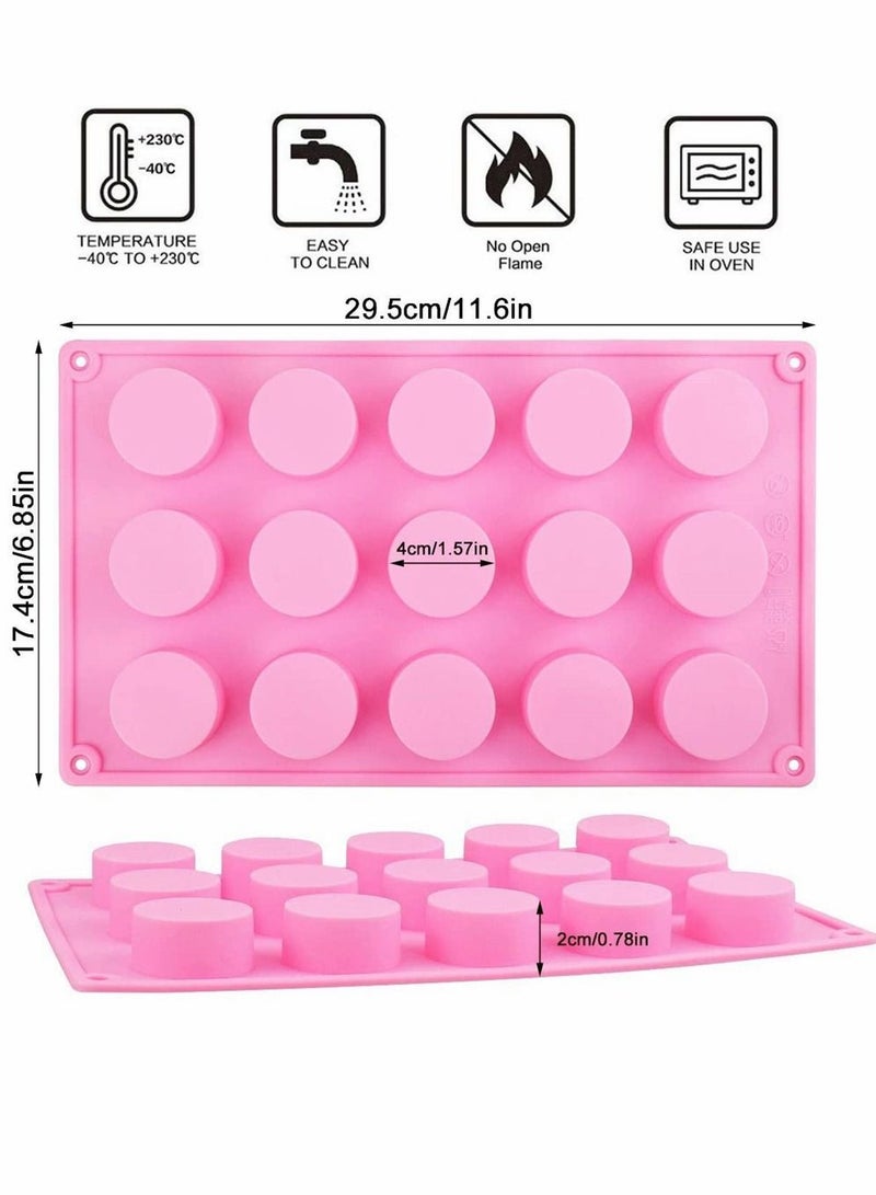 Y&D Cylinder Silicone Soap Mold, 2 Pack 15 Cavity Round Molds for Handmade Resin Mini Soap, Chocolate, Cake, Candy, Chocolate Covered Sandwich Cookies - Image 2