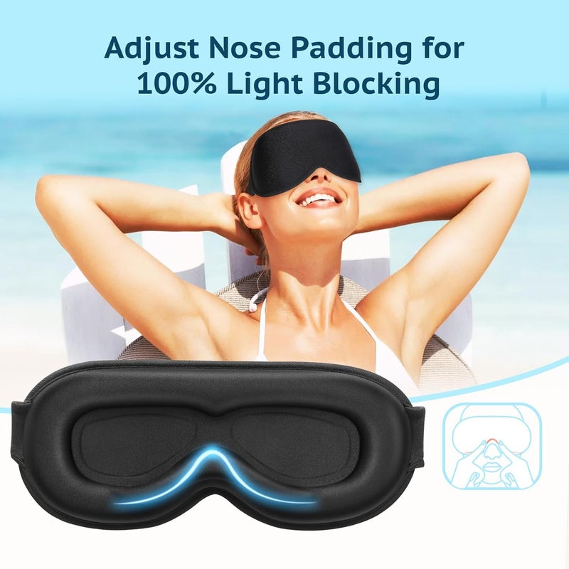 3D Blackout Sleep Mask with Travel Pouch and Earplugs - Image 2