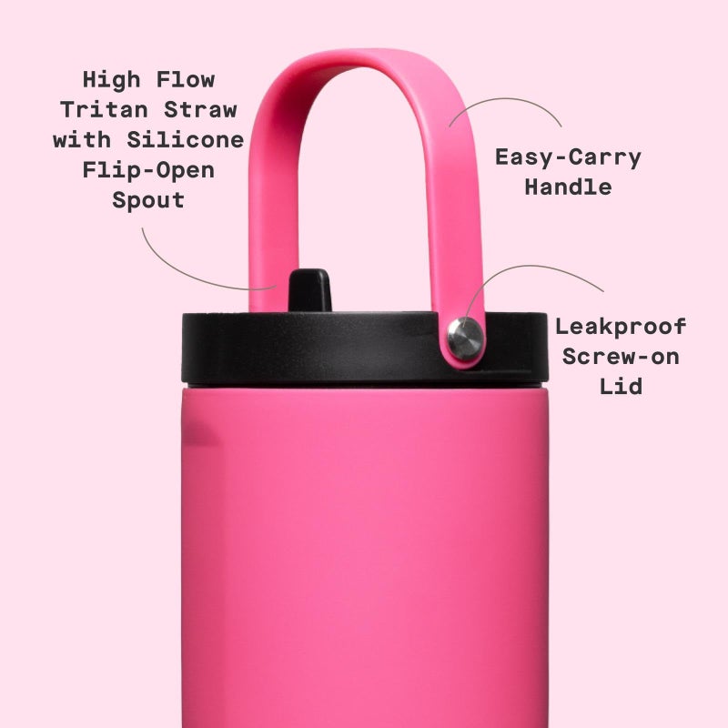 Corkcicle Go Cup XL - Leak-Proof Travel Tumbler - Triple Insulated Stainless Steel Water Bottle - Easy-Carry Handle - Summer Drinkware Gift - Keeps Drinks Ice Cold - 30 oz - Dragonfruit - Image 4