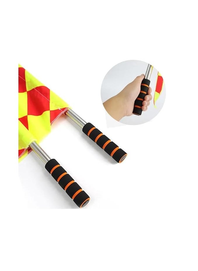 SportQ - 2 Piece Checkered Soccer Assistant Referee Flag Set with Case and Metal Stick Soccer Line Flags, Referee Edge Picker for Sports Soccer Basketball Soccer by SportQ - Image 1