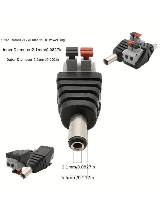 قطعتان من موصلات الطاقة DC من النوع الذي يعمل بالضغط بدون لحام، ذكر وأنثى، محول صوتي 12 فولت - Image 3