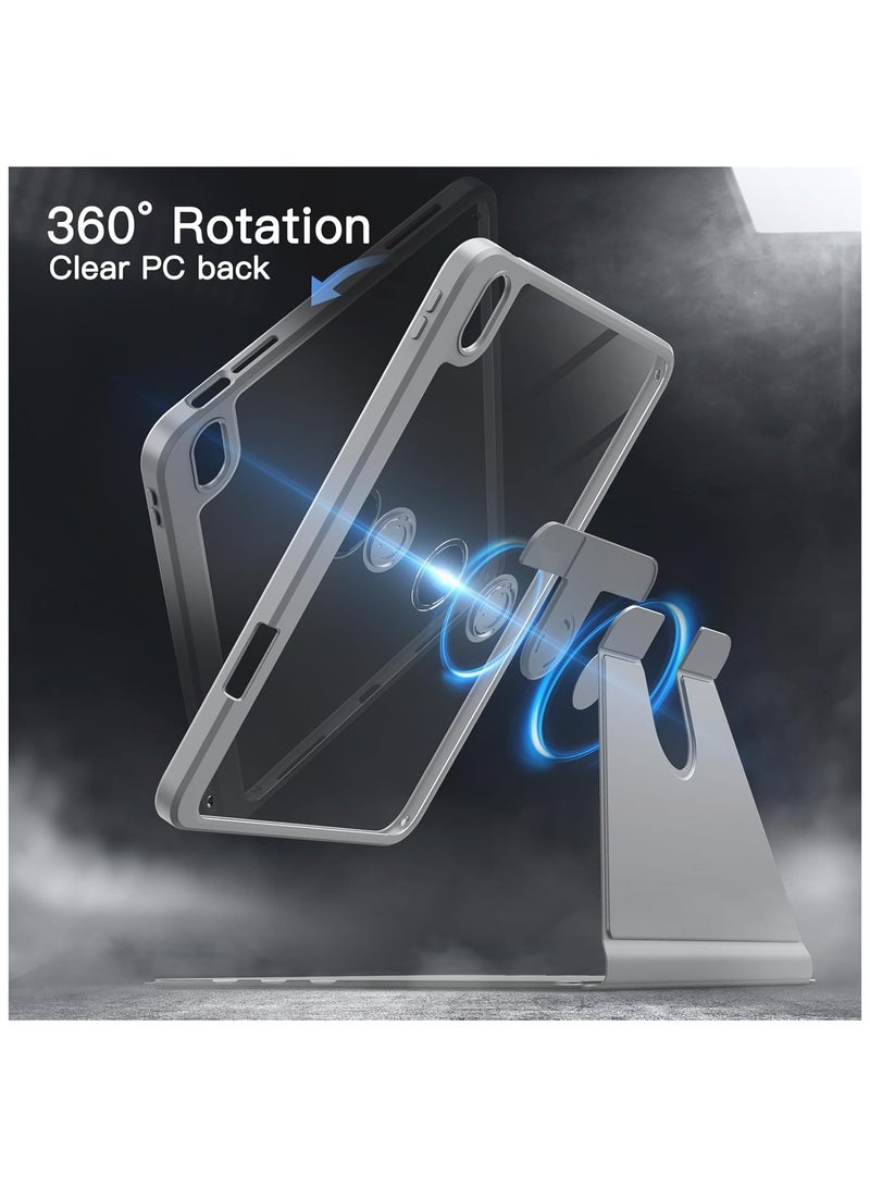 ARMOR Case for iPad 10th Generation 10.9 2022 / iPad 11th Generation (A16) 10.9 Inch 2025 Built-in Pencil Holder 360 Degree Rotation Protective Stand Cover Clear Back,  (Auto Wake / Sleep ) Clear / Grey - Image 2