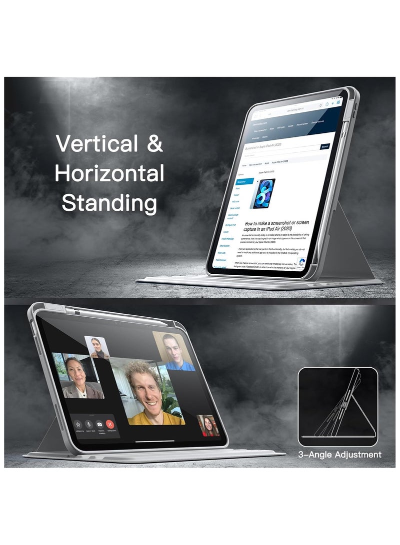 ARMOR Case for iPad 10th Generation 10.9 2022 / iPad 11th Generation (A16) 10.9 Inch 2025 Built-in Pencil Holder 360 Degree Rotation Protective Stand Cover Clear Back,  (Auto Wake / Sleep ) Clear / Grey - Image 3