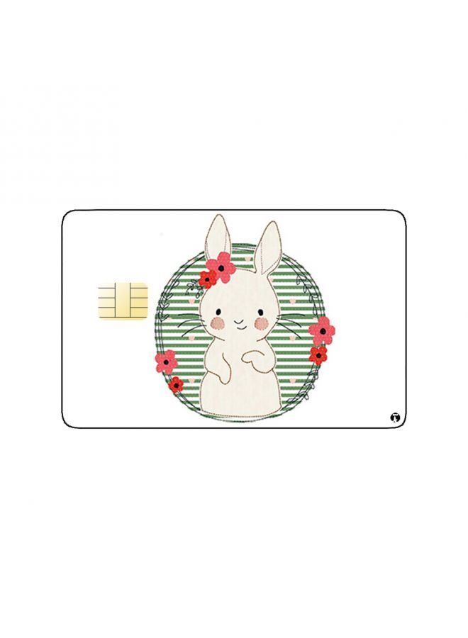 RKN PRINTED BANK CARD STICKER Cute Rabbit Drawing With Roses - Image 1