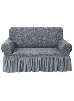 Fabienne Jacquard Fabric Stretchable Two Seater Sofa Cover Grey  - Image 1