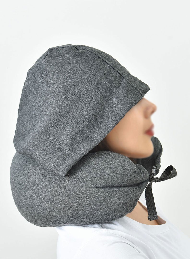 Travel Neck Pillow With Hoody - Image 1