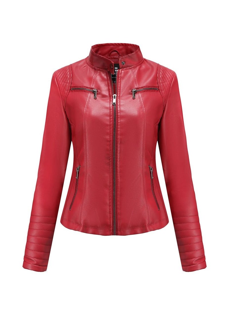 Women's Short Leather Clothing, Thin Motorcycle Clothing Red - pzsku/ZA6098C23925F2FD8D9B8Z/45/_/1691739987/35bdcedb-3a92-4ba6-9d57-c912a2133b57