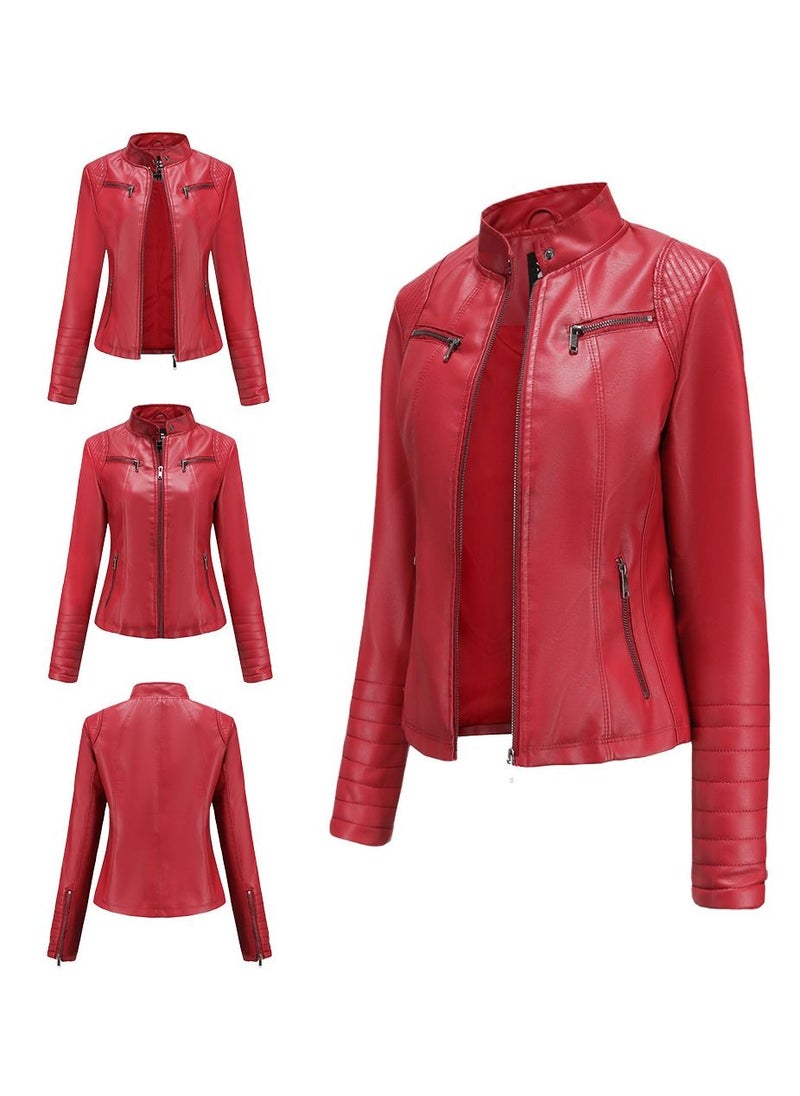 Women's Short Leather Clothing, Thin Motorcycle Clothing Red - pzsku/ZA6098C23925F2FD8D9B8Z/45/_/1691739988/84b44c15-eab4-42e5-bc45-533d1cff4257