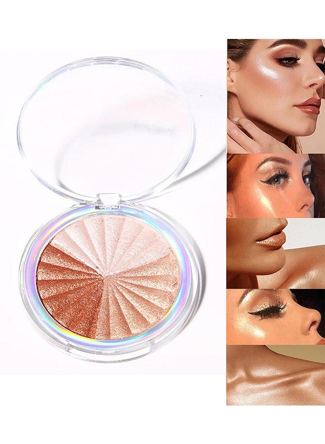 LANGMANNI 3 Colors Shimmer Highlighter Makeup Palette, Contour Palette Powder for Brighten Face Body Contour Gold Cheek Highlight Makeup, Eyeshadow, Blush Compact Makeup, Eyeshadow, Blush Compact Makeup, Ilumin  - Image 1
