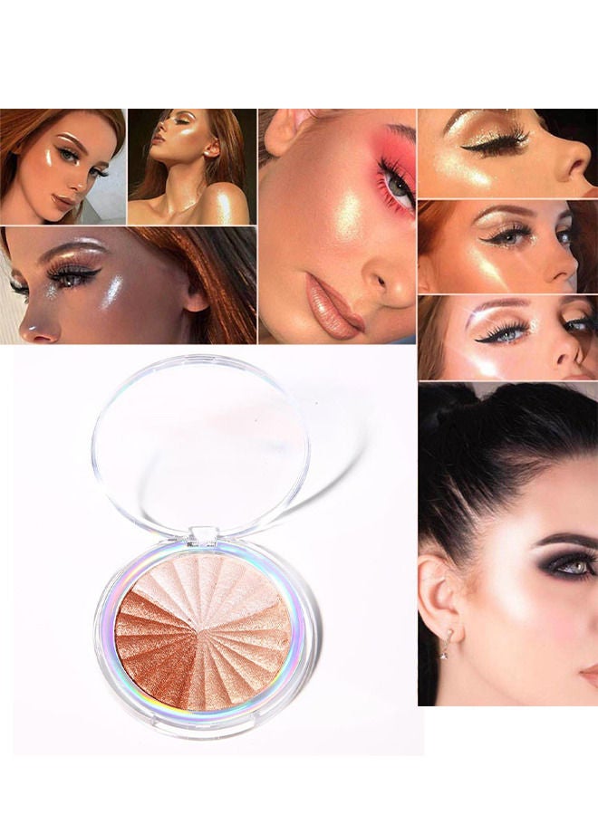 LANGMANNI 3 Colors Shimmer Highlighter Makeup Palette, Contour Palette Powder for Brighten Face Body Contour Gold Cheek Highlight Makeup, Eyeshadow, Blush Compact Makeup, Eyeshadow, Blush Compact Makeup, Ilumin  - Image 5
