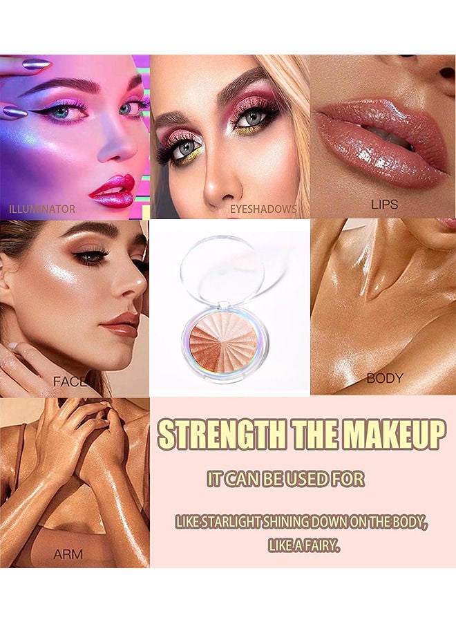 LANGMANNI 3 Colors Shimmer Highlighter Makeup Palette, Contour Palette Powder for Brighten Face Body Contour Gold Cheek Highlight Makeup, Eyeshadow, Blush Compact Makeup, Eyeshadow, Blush Compact Makeup, Ilumin  - Image 4