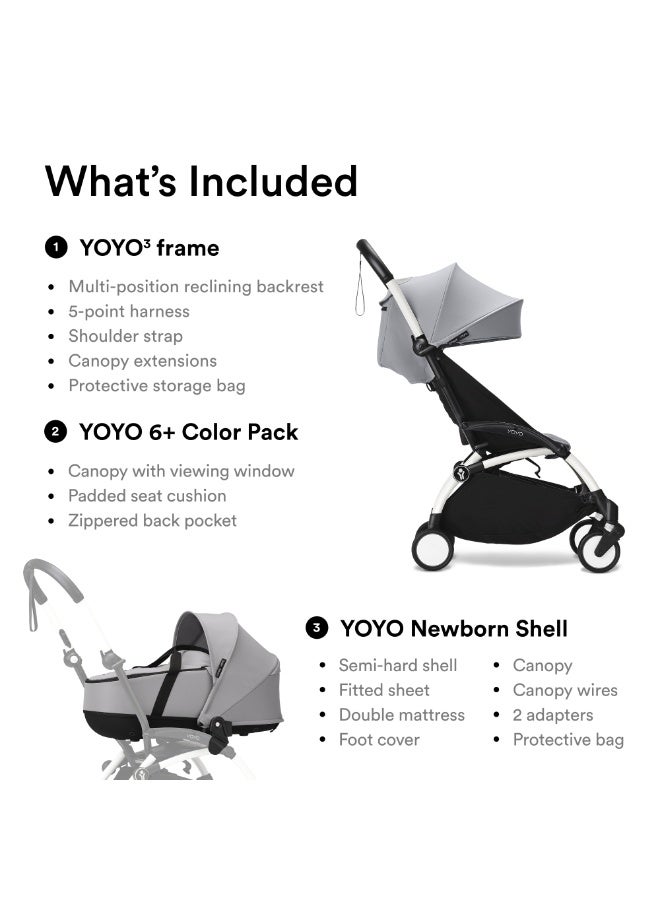 Stokke YOYO3 Frame White + Newborn & 6+ Pack Bundle Stone - Image 5