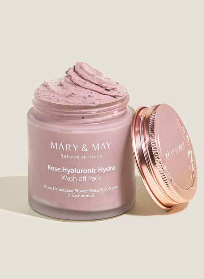 MARY & MAY Mary&May Vegan Rose Hyaluronic Hydra Wash Off Mask - Rose Petal and Damask Rose Water Cream Mask for Moisturizing, Exfoliation, and Blackhead Removal-125 g - Image 4