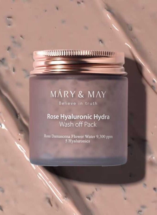 MARY & MAY Mary&May Vegan Rose Hyaluronic Hydra Wash Off Mask - Rose Petal and Damask Rose Water Cream Mask for Moisturizing, Exfoliation, and Blackhead Removal-125 g - Image 3