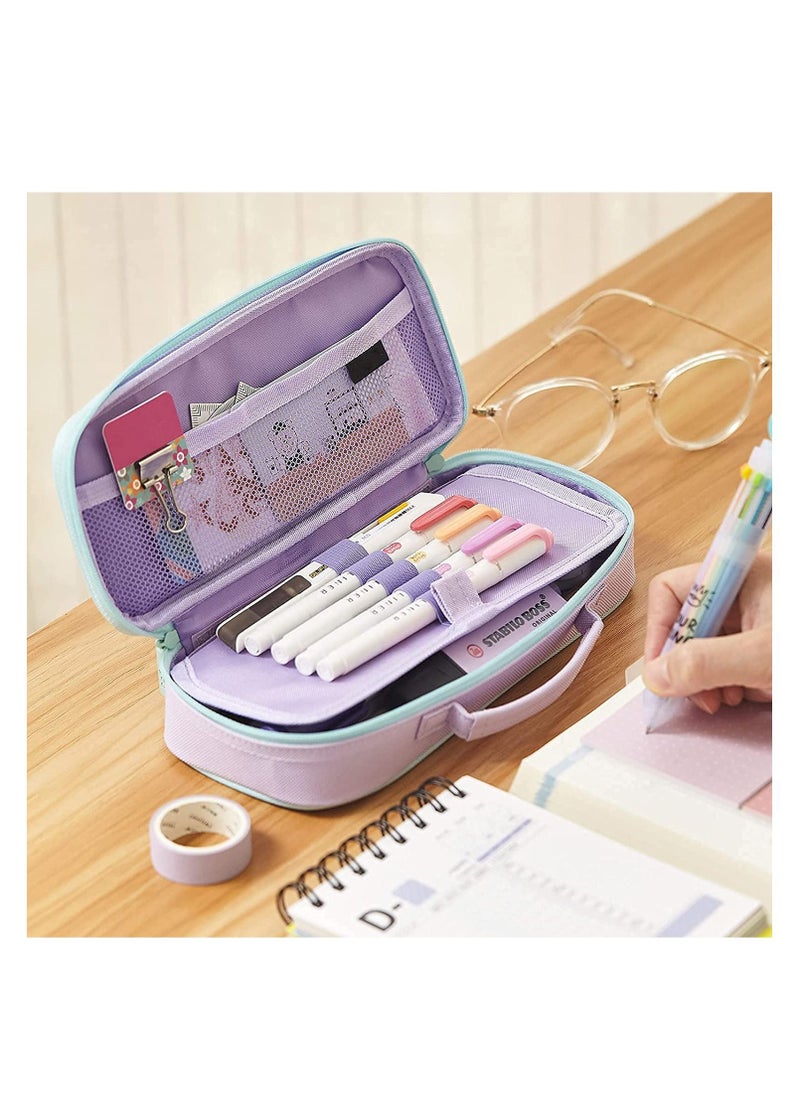Y&D - Cute Pencil Case for Girls Unicorn Pouch Medium Capacity Portable Multifunction Pen Bag with Compartments Student Women Adult Teen Purple - Image 1