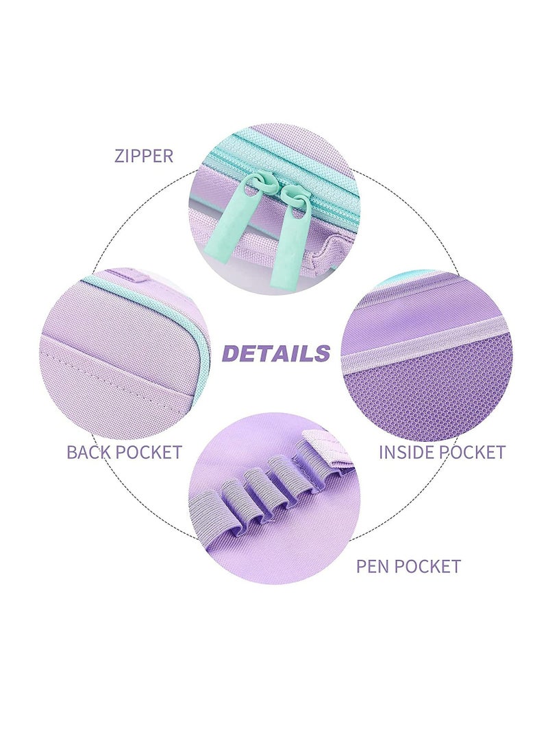 Y&D - Cute Pencil Case for Girls Unicorn Pouch Medium Capacity Portable Multifunction Pen Bag with Compartments Student Women Adult Teen Purple - Image 1