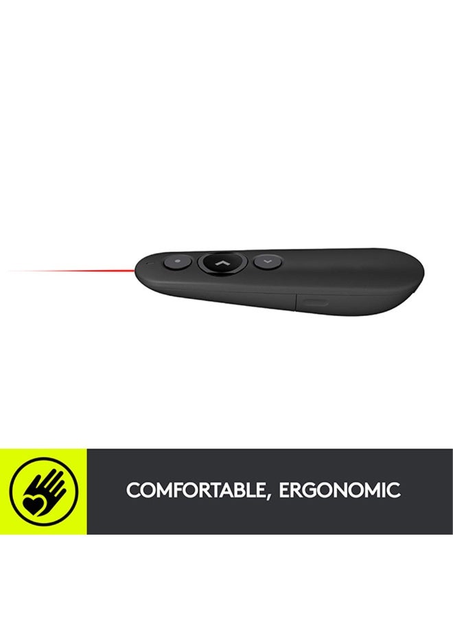 جهاز تحكم عن بعد لاسلكي للعروض التقديمية R500، بتردد 2.4 جيجاهرتز وبلوتوث، وجهاز استقبال USB، ومؤشر ليزر أحمر، ونطاق تشغيل 20 مترًا، و3 أزرار، متوافق مع أجهزة الكمبيوتر الشخصية/ماك/أندرويد/iOS - Image 5