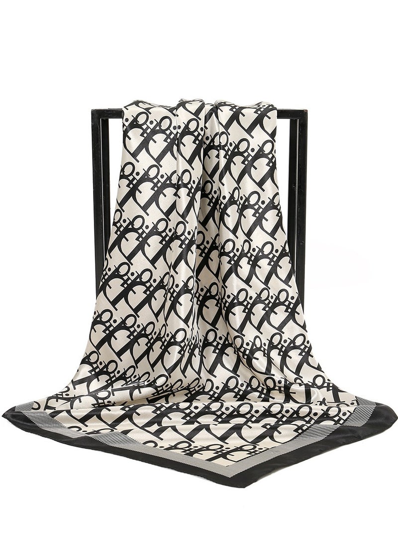 Printed light luxury fashion headscarf black - Image 1