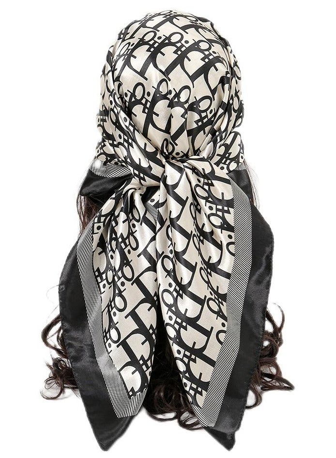 Printed light luxury fashion headscarf black - Image 2