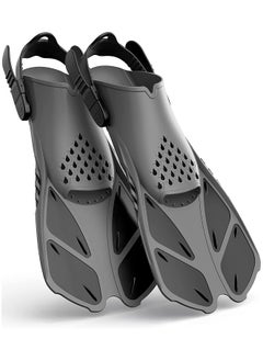 GNAFOTU Snorkel Fins Adjustable Buckles Open Heel Swim Flippers Travel Size Short Swim Fins for Snorkeling Diving Swimming Adult Men Womens  - Image 1