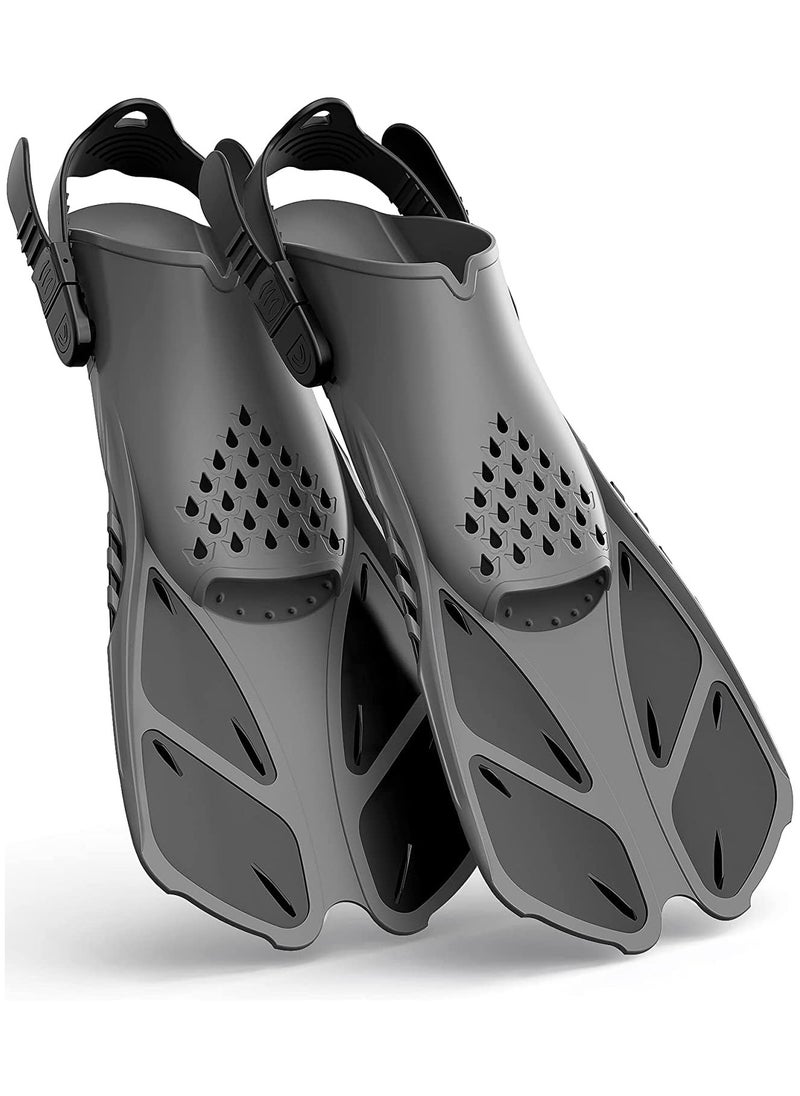 GNAFOTU Snorkel Fins Adjustable Buckles Open Heel Swim Flippers Travel Size Short Swim Fins for Snorkeling Diving Swimming Adult Men Womens  - Image 1