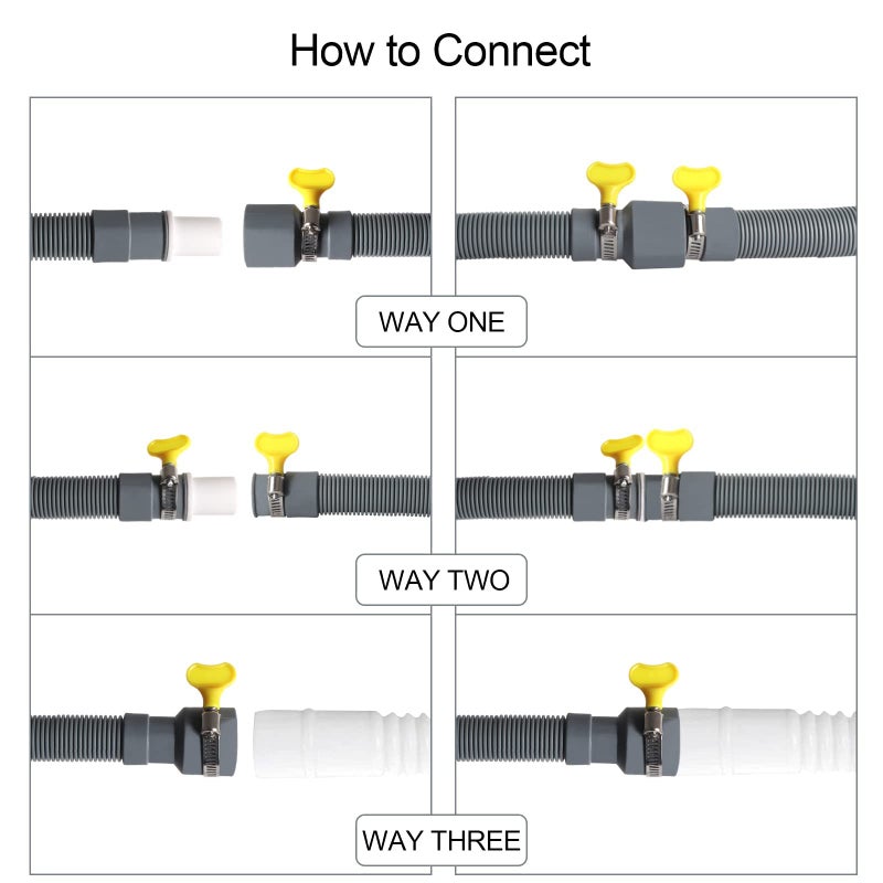 Manste Washer Drain Hose Extension,10FT, Washing Machine Drain Hose Extensionï¼Œextra Long Washer Drain Hose, U-Bend Holder, Adapter 4 Pcs Clamps - Image 3