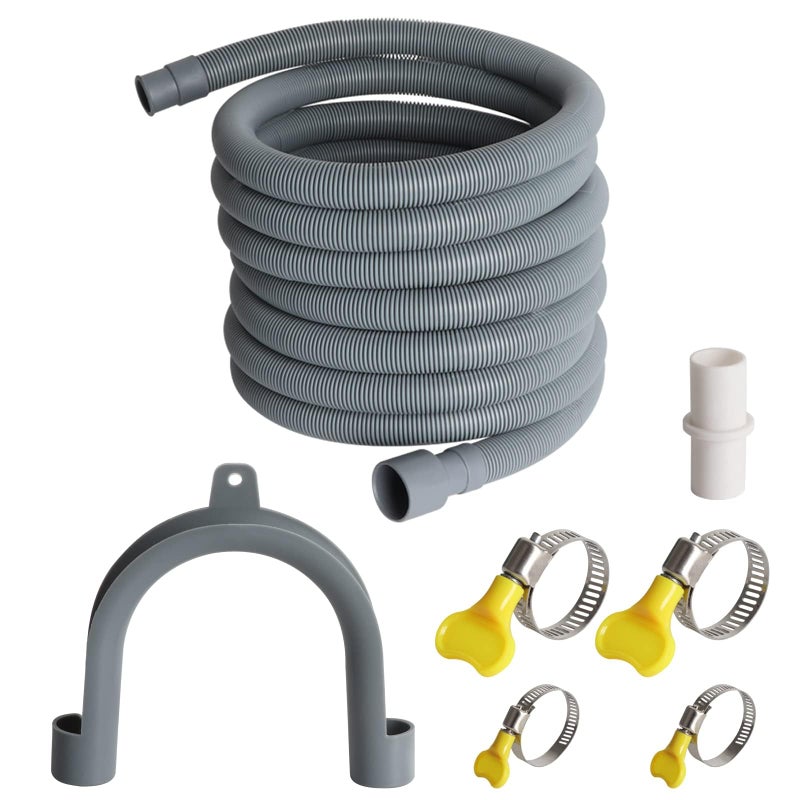 Manste Washer Drain Hose Extension,10FT, Washing Machine Drain Hose Extensionï¼Œextra Long Washer Drain Hose, U-Bend Holder, Adapter 4 Pcs Clamps - Image 1