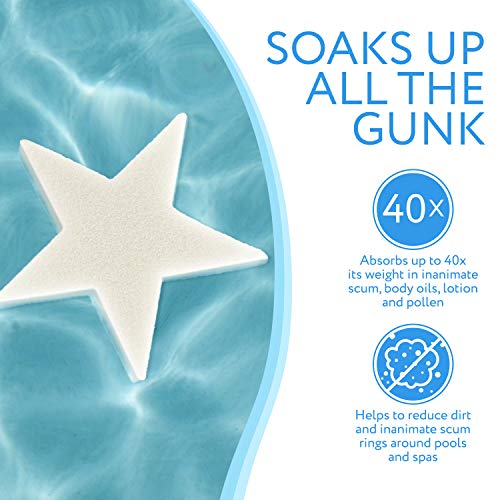 IMPRESA Scum Star Swimming Pool & Hot Tub Oil Absorbing Sponge - 3-Pack, White Star - Spa Scum Absorber & Skimmer Sponge - Pool Accessories - Made in USA - Image 2