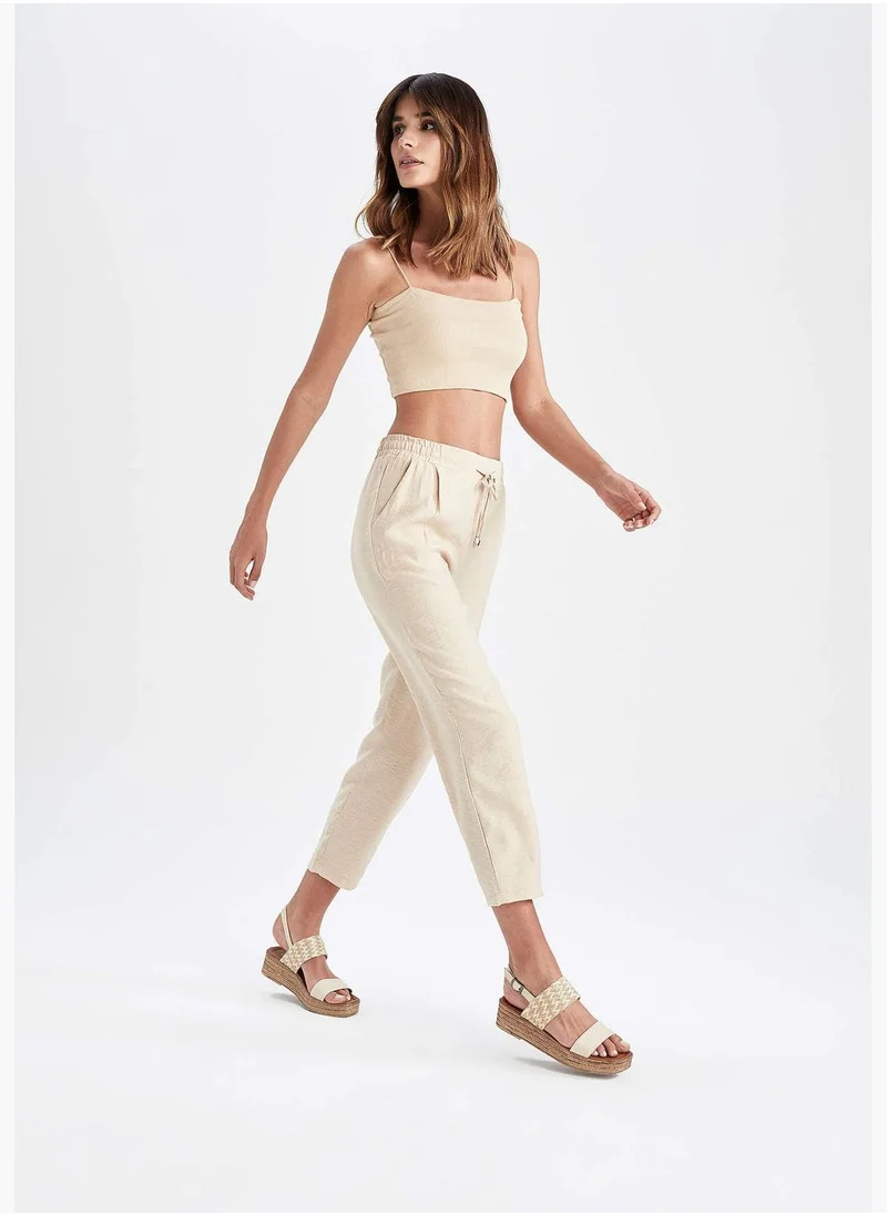DeFacto Jogger Straight Leg Linen Look Trousers