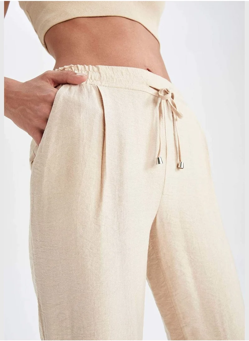 DeFacto Jogger Straight Leg Linen Look Trousers