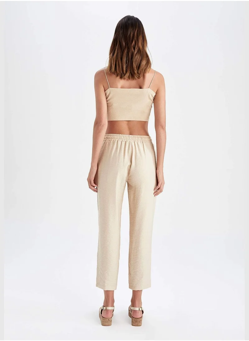 DeFacto Jogger Straight Leg Linen Look Trousers