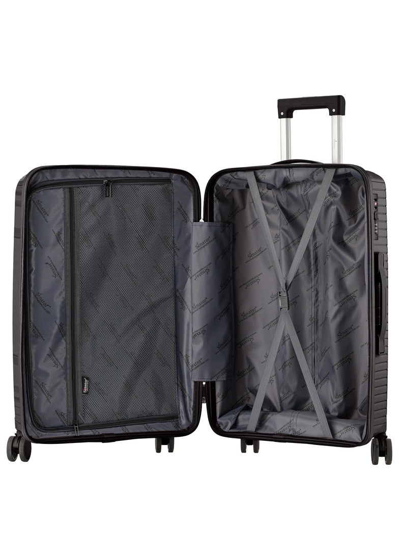 Unisex Hard Case Large Checked Luggage Lightweight PP Fashion Trolley Luggage with 360° Degree 4 Twin Wheel and Safe Zippers KH1010 Black - pzsku/ZA609E98E58FC07A58FE1Z/45/1741251123/0ff2150e-3446-4d45-b61e-a863240c108d