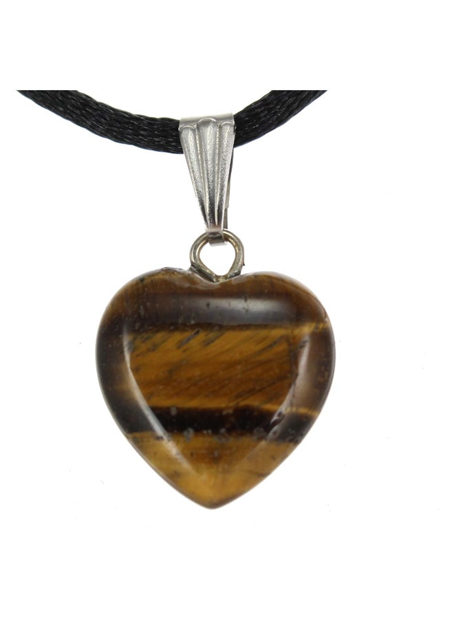 Edition - Big Heart Collection - Classic Tiger Eye 16mm Golden Brown - Black Rope - Crystal Gemstone Pendant Necklace, Mineral Stone, Quartz for Women Men Adult Unisex - Kids Girls - Image 1