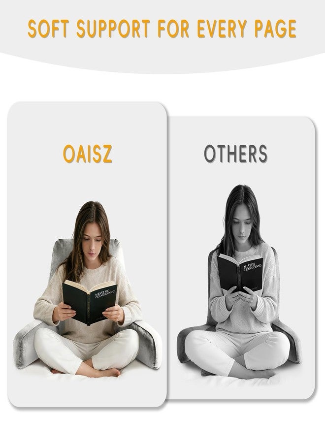 OAISZ Reading Pillow for Sitting in Bed Adult, Reading Pillow with Shredded Memory Foam, Bed Pillow with Washable Cover, Back Pillow Sitting Up with Extend Arms, Light Gery, X-Large - Image 5