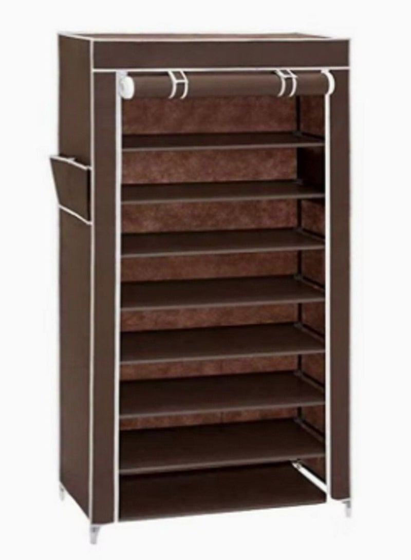 9-Layer Shoe Rack Brown/White 160x60x30centimeter - Image 1