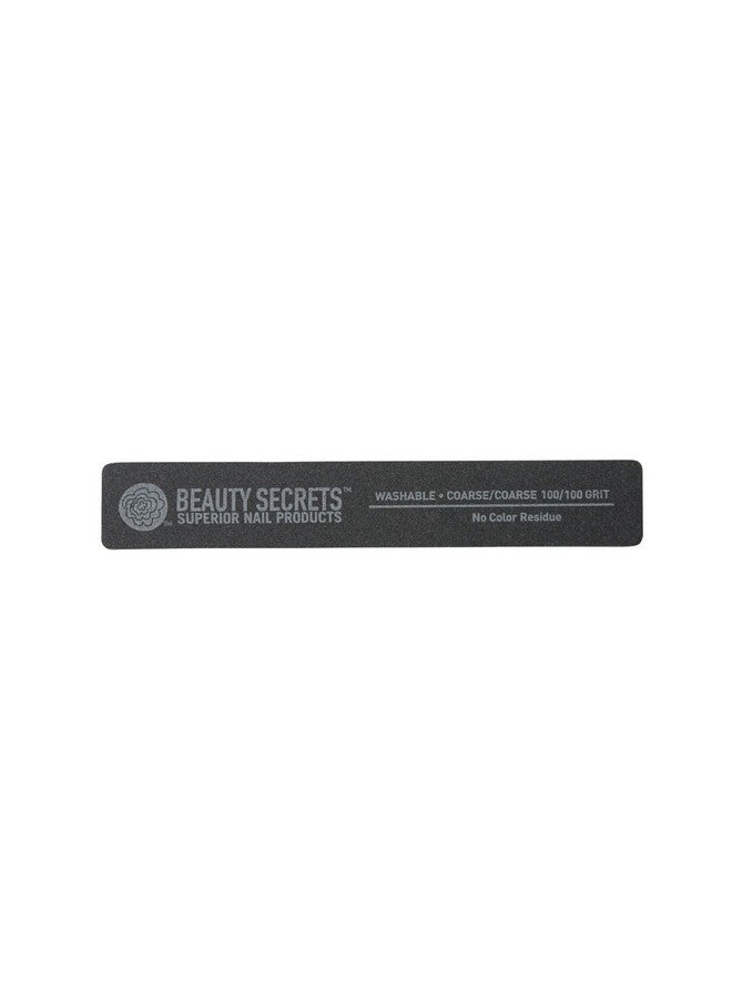 Beauty Secrets Black Rectangular Cushion Nail File, 100/100 Grit, Two-Sided