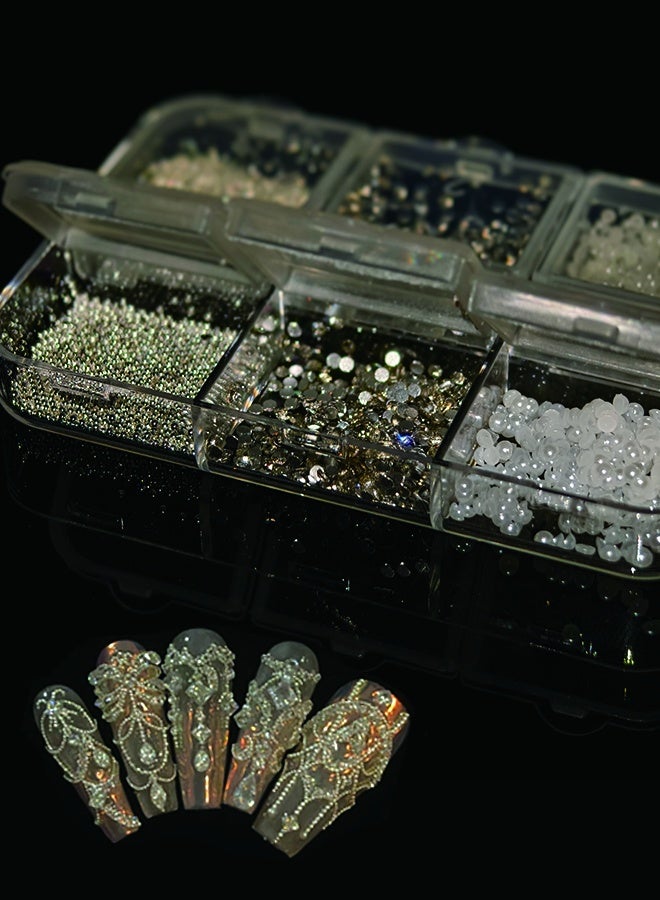 general brand Nail Art Crystal Rhinestones pearl Set,Transparency Crystal for DIY Craft Jewels Nail Face Eye Body Makeup - Image 1