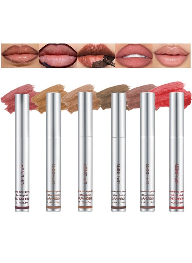 YIBABY YIBABY Upgrade 6 Colors Peel Off Lip Liner Set, Peel Off Lip Liner Tattoo, Long Lasting Matte Lip Stain Peel Off, Infused with Hyaluronic Acid & Vitamin E, Lip Makeup Gift for Women  - Image 1