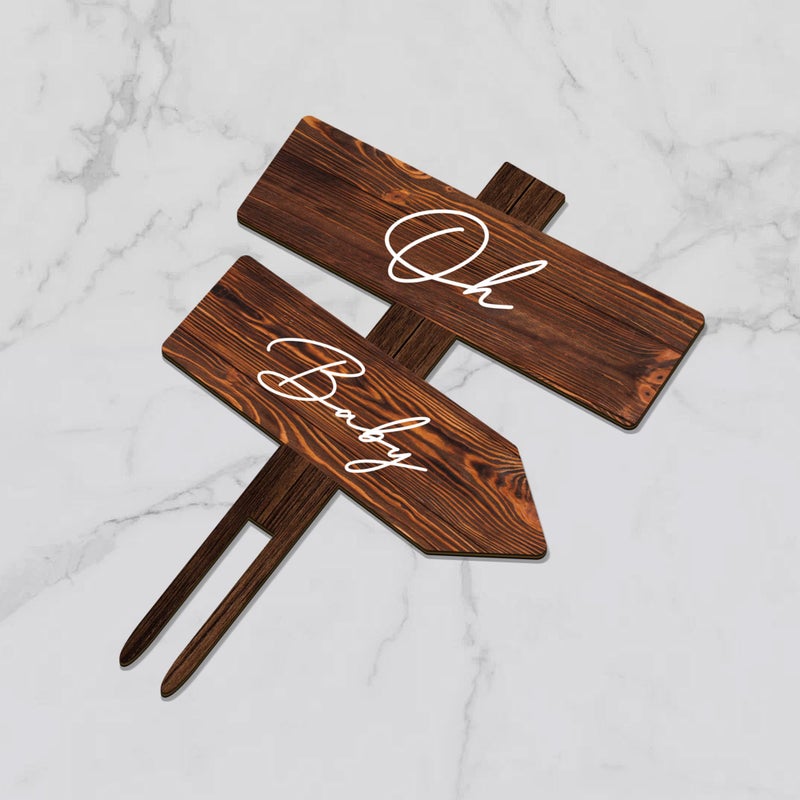 Party to Be Rustic Oh Baby Cake Topper in Wood Baby Shower Party Cake Decoration for Baby Boy Baby Girl - Image 5