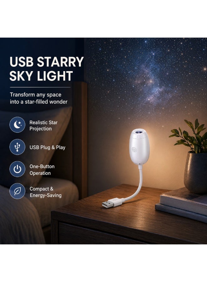 USB Galaxy Projector Light, Bedroom Kids Room Ceiling Room Decoration, Galaxy Projector Car Roof Galaxy Light, Ceiling, Party, Gift White - Image 4