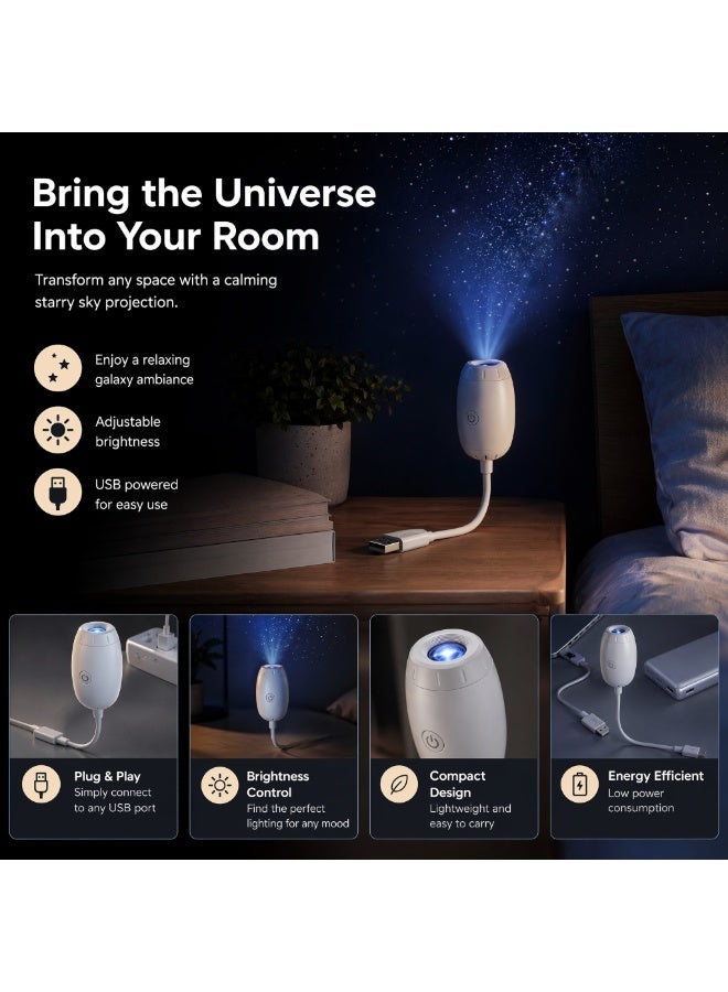 USB Galaxy Projector Light, Bedroom Kids Room Ceiling Room Decoration, Galaxy Projector Car Roof Galaxy Light, Ceiling, Party, Gift White - Image 5