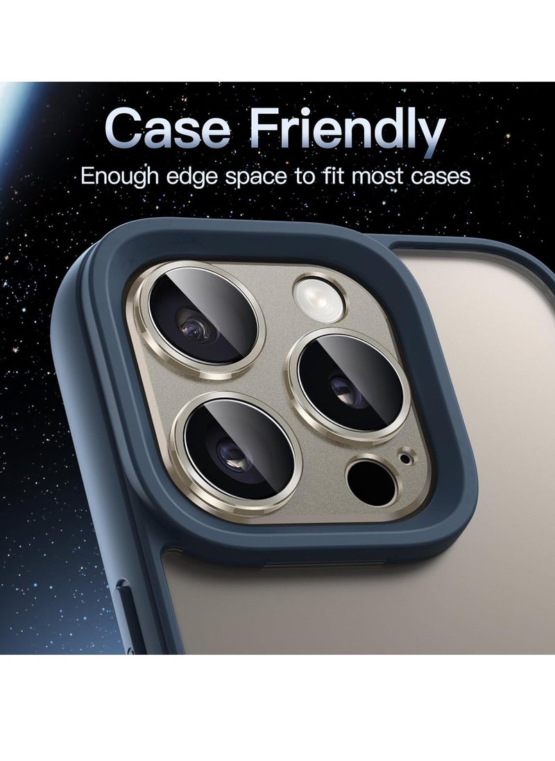 Raxoom Camera Lens Protector for iPhone 15 Pro 6.1-Inch and iPhone 15 Pro Max 6.7-Inch, Full Coverage 9H Tempered Glass Ring Cover, Matte Metal Plate, Case Friendly, 1-Pack (Natural Titanium) - Image 5