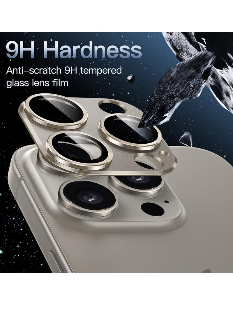 Raxoom Camera Lens Protector for iPhone 15 Pro 6.1-Inch and iPhone 15 Pro Max 6.7-Inch, Full Coverage 9H Tempered Glass Ring Cover, Matte Metal Plate, Case Friendly, 1-Pack (Natural Titanium) - Image 3
