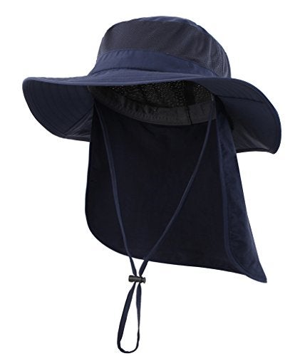 Home Prefer Mens Outback Safari Hat UPF50+ Sun Hat Large Fishing Cap Neck Flap Bucket Hat Navy Blue - Image 1