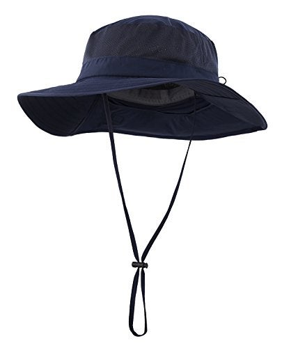 Home Prefer Mens Outback Safari Hat UPF50+ Sun Hat Large Fishing Cap Neck Flap Bucket Hat Navy Blue - Image 2