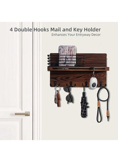 Hihonor Mail and Key Organizer for Wall, Key Holder Wall Mount with Musical Note Design, Mail Organizer Wall Mounted, Mail Key Holder Wall Mount, Key Holder for Wall with 4 Double Hooks for Entryway  - Image 2